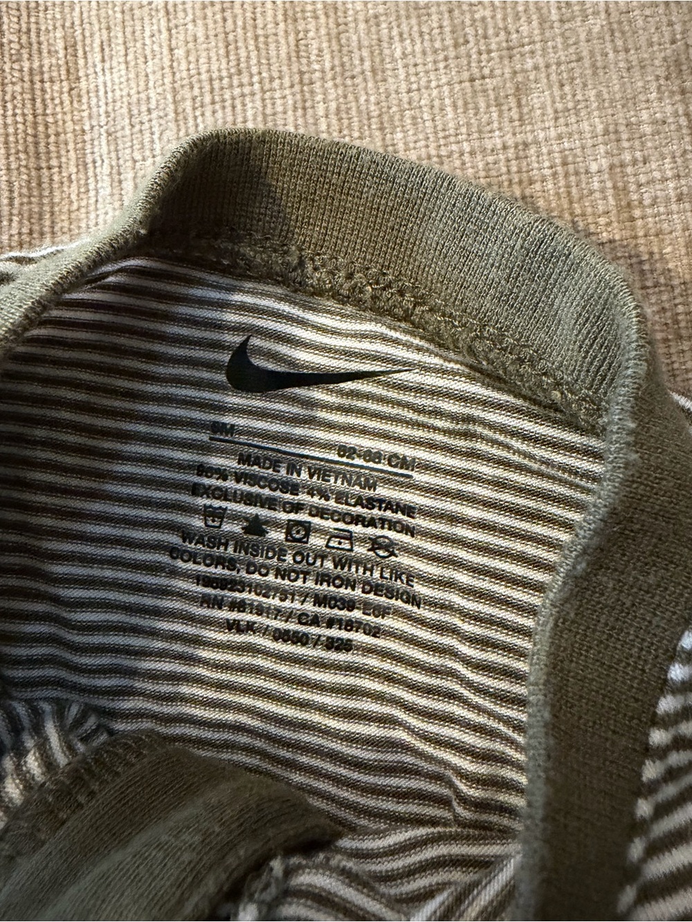 Nike Kids Olive Green Striped Footie